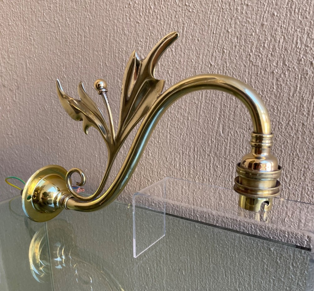 Good Set of Four Art Nouveau Brass Wall Lights View III