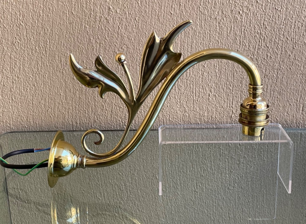 Good Set of Four Art Nouveau Brass Wall Lights View V