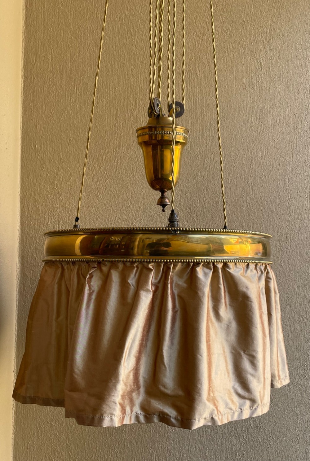 Edwardian Brass Rise and Fall Hanging Light View II
