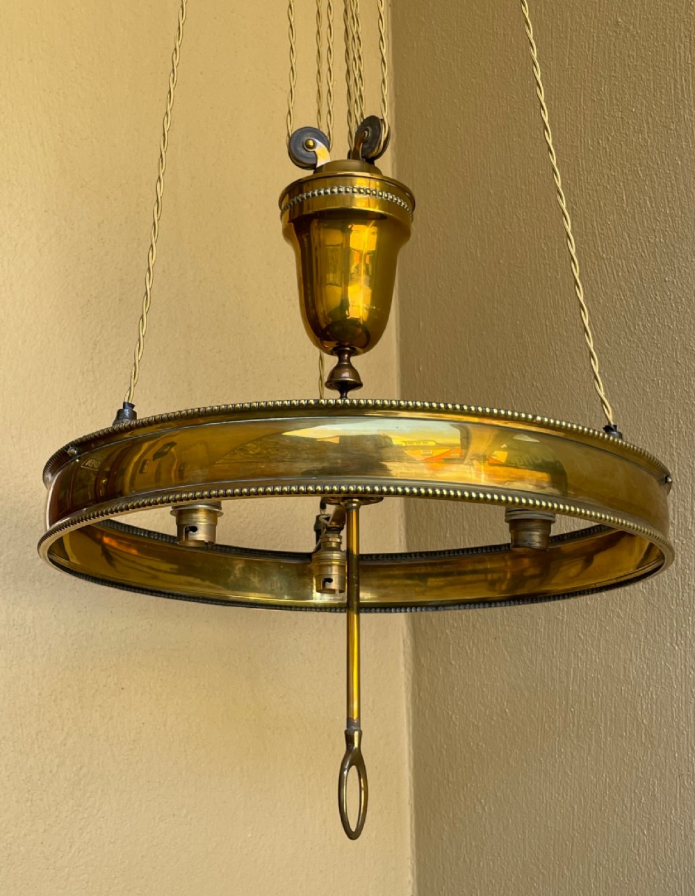 Edwardian Brass Rise and Fall Hanging Light View IV