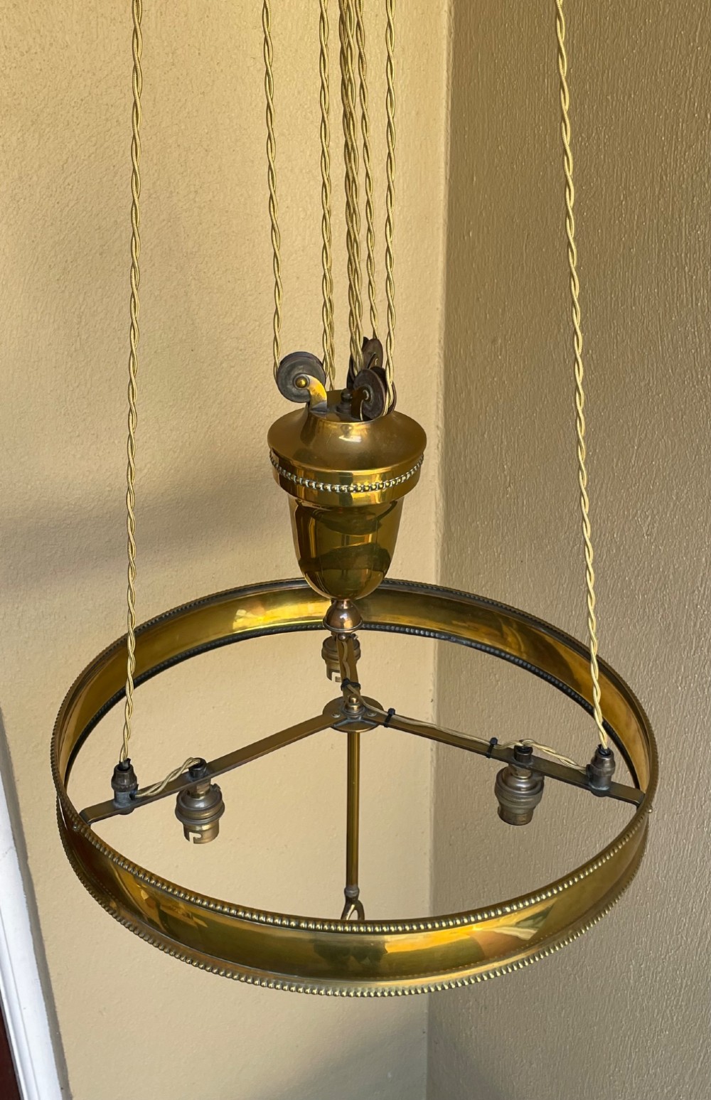 Edwardian Brass Rise and Fall Hanging Light View V