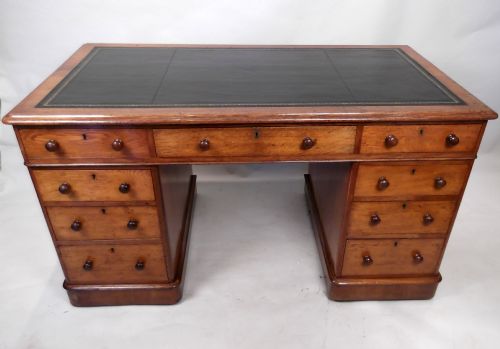 a 19thc oak pedestal desk - CATEGORY: ANTIQUE DESKS - DATED 1880