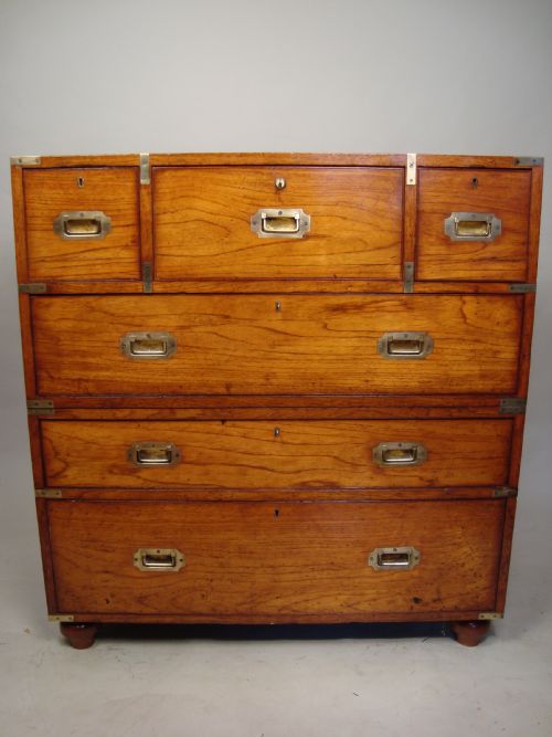 antique secretaire campaign chest - CATEGORY: ANTIQUE CHEST OF DRAWERS - DATED VICTORIAN