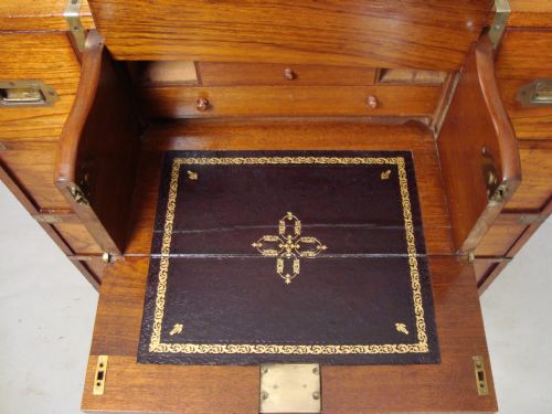 ANTIQUE SECRETAIRE CAMPAIGN CHEST - ADDITIONAL PHOTO 2