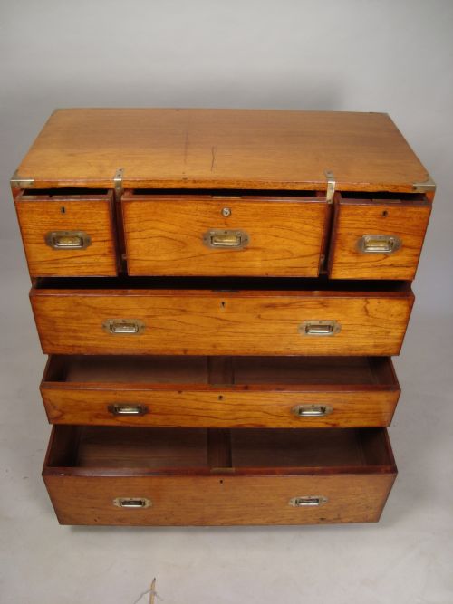 ANTIQUE SECRETAIRE CAMPAIGN CHEST - ADDITIONAL PHOTO 3