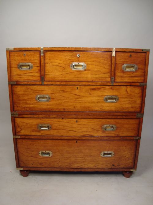ANTIQUE SECRETAIRE CAMPAIGN CHEST - ADDITIONAL PHOTO 6