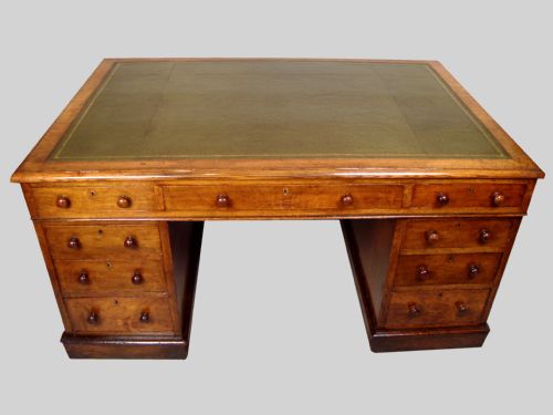 a very impressive golden oak twin pedestal partners desk - CATEGORY: ANTIQUE DESKS - DATED VICTORIAN