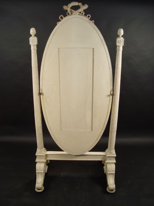 A LATE 19TH CENTURY FRENCH NEOCLASSICAL REVIVAL WHITE PAINTED CHEVEL MIRROR - ADDITIONAL PHOTO 5