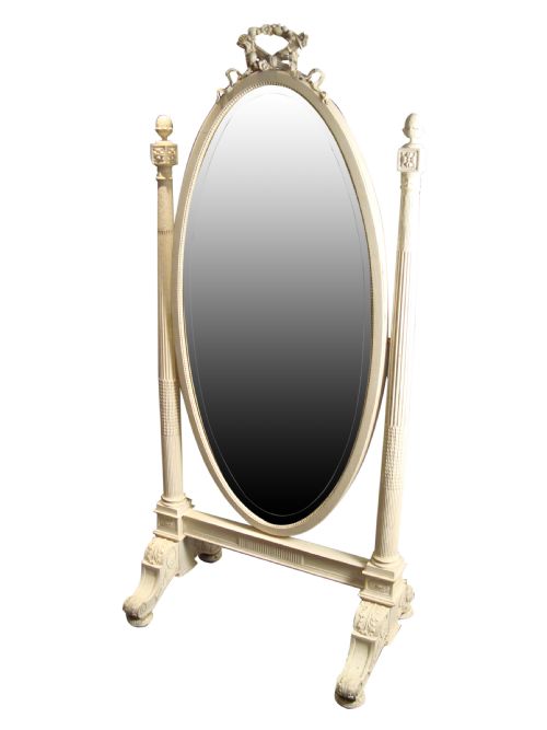 a late 19th century french neoclassical revival white painted chevel mirror - CATEGORY: ANTIQUE MIRRORS - DATED 1880