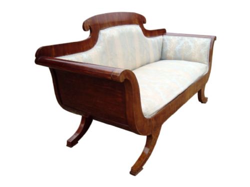 A DECORATIVE REGENCY MAHOGANY SCROLL ARM SOFA - ADDITIONAL PHOTO 1