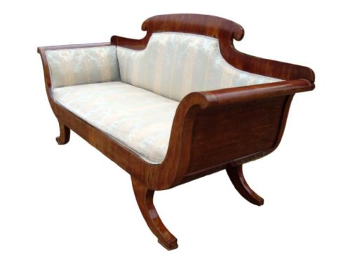 A DECORATIVE REGENCY MAHOGANY SCROLL ARM SOFA - ADDITIONAL PHOTO 2