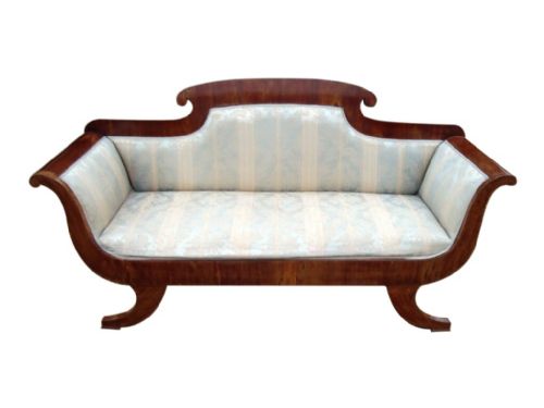 A DECORATIVE REGENCY MAHOGANY SCROLL ARM SOFA - ADDITIONAL PHOTO 3