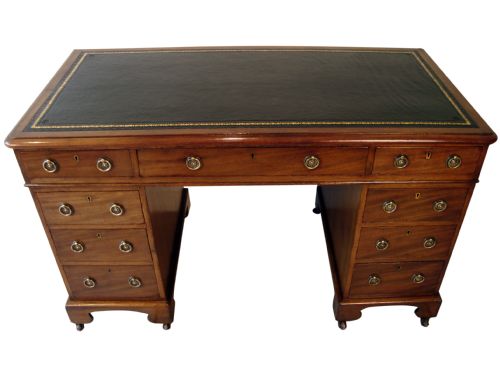 a very handsome victorian pedestal writing desk - CATEGORY: ANTIQUE DESKS - DATED VICTORIAN
