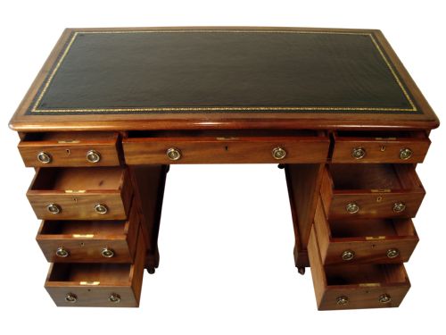 A VERY HANDSOME VICTORIAN PEDESTAL WRITING DESK - ADDITIONAL PHOTO 3
