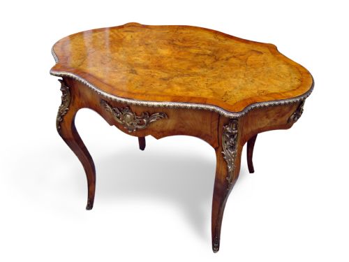 a fine 19thc french figured burr walnut centre table - CATEGORY: ANTIQUE TABLES - DATED VICTORIAN