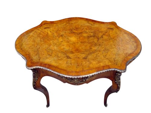 A FINE 19THC FRENCH FIGURED BURR WALNUT CENTRE TABLE - ADDITIONAL PHOTO 1