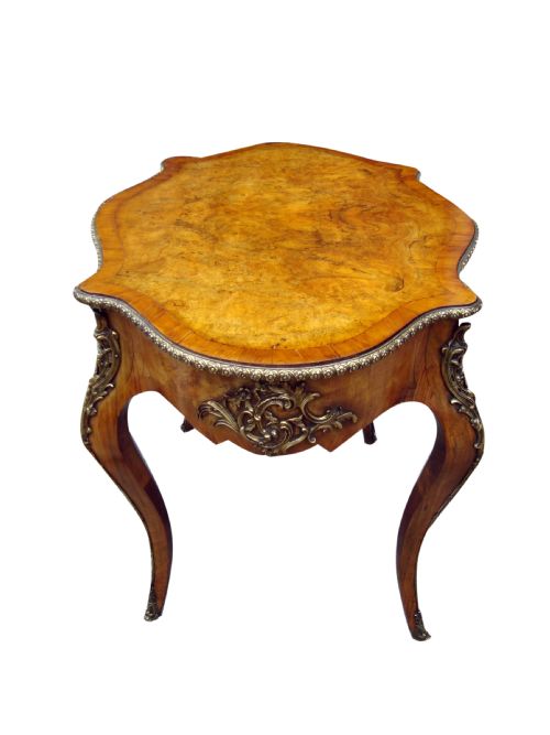 A FINE 19THC FRENCH FIGURED BURR WALNUT CENTRE TABLE - ADDITIONAL PHOTO 3