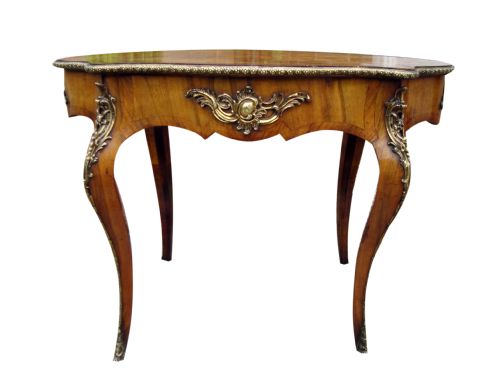 A FINE 19THC FRENCH FIGURED BURR WALNUT CENTRE TABLE - ADDITIONAL PHOTO 4