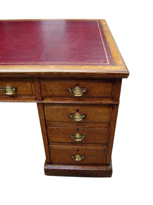 A VERY IMPRESSIVE LARGE VICTORIAN GOLDEN OAK PARTNERS DESK - ADDITIONAL PHOTO 2