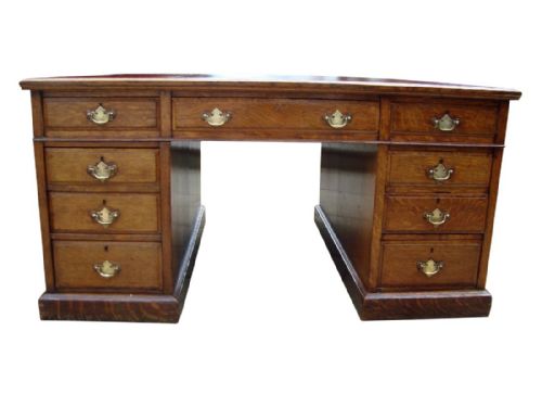 A VERY IMPRESSIVE LARGE VICTORIAN GOLDEN OAK PARTNERS DESK - ADDITIONAL PHOTO 5