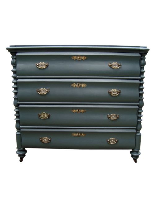 A VERY STYLISH VICTORIAN PAINTED CHEST OF DRAWERS WITH WALNUT LINING - ADDITIONAL PHOTO 5