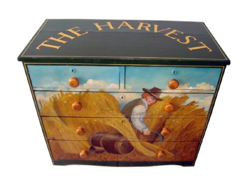 a decorative victorian painted chest of drawers - CATEGORY: ANTIQUE CHEST OF DRAWERS - DATED VICTORIAN