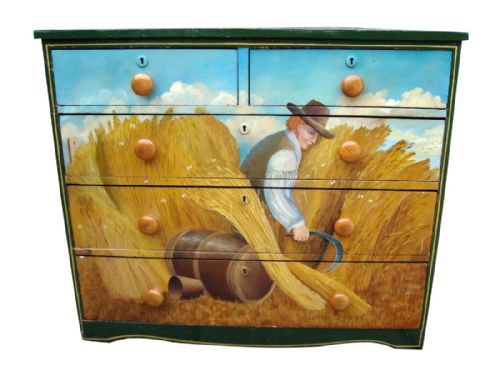 A DECORATIVE VICTORIAN PAINTED CHEST OF DRAWERS - ADDITIONAL PHOTO 2