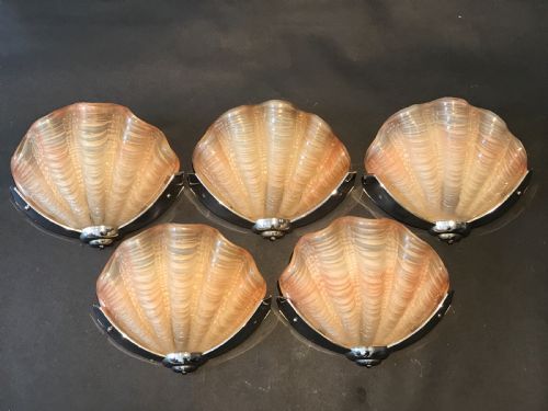 five art deco shell wall lights - CATEGORY: ANTIQUE LIGHTING - DATED 1920