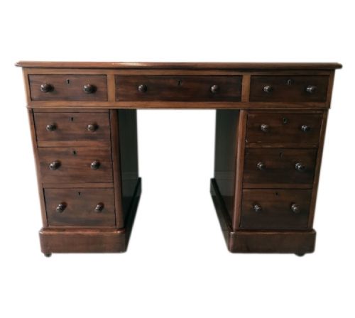 AN EXCEPTIONAL VICTORIAN PEDESTAL WRITING DESK - ADDITIONAL PHOTO 2