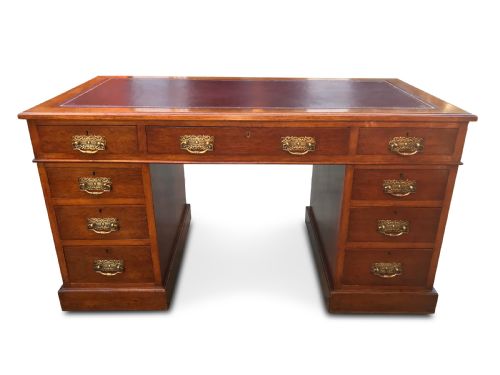 AN ATTRACTIVE LARGER SIZED EDWARDIAN DESK - ADDITIONAL PHOTO 2