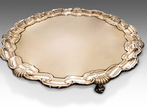 an attractive victorian solid silver serving tray - CATEGORY: ANTIQUE SILVER - DATED VICTORIAN