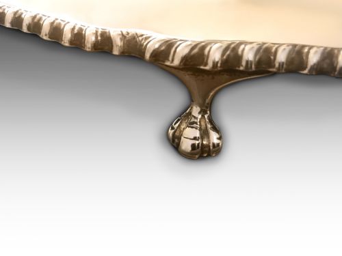 A SOLID SILVER TEA SERVING TRAY - ADDITIONAL PHOTO 1