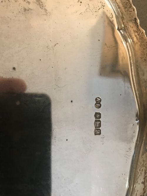A SOLID SILVER TEA SERVING TRAY - ADDITIONAL PHOTO 3