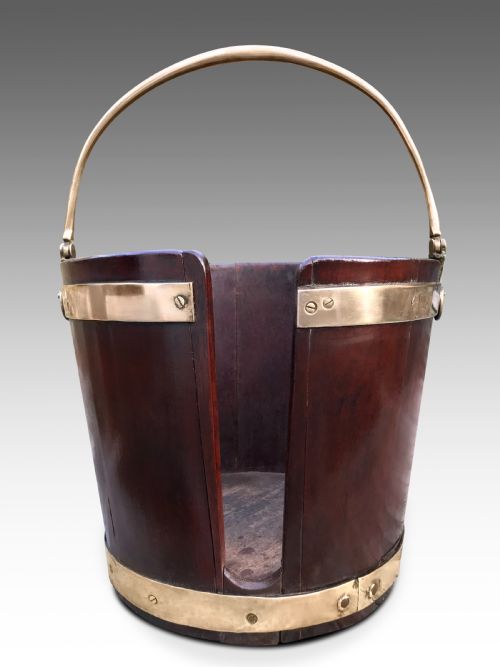 a handsome late 18th century mahoganyand brass bound plate bucket - CATEGORY: ANTIQUE MISCELLANEOUS - DATED GEORGIAN