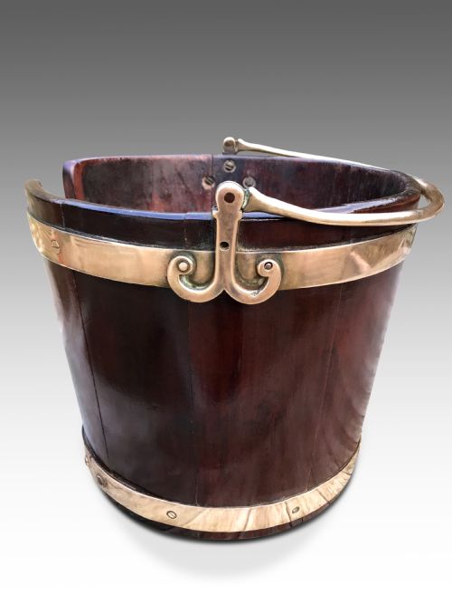 A HANDSOME LATE 18TH CENTURY MAHOGANYAND BRASS BOUND PLATE BUCKET - ADDITIONAL PHOTO 2