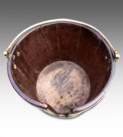 A HANDSOME LATE 18TH CENTURY MAHOGANYAND BRASS BOUND PLATE BUCKET - ADDITIONAL PHOTO 3
