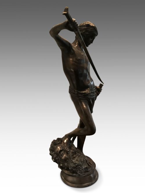 A LARGE BRONZE OF DAVID SLAYING GOLIATH C1850 - ADDITIONAL PHOTO 1