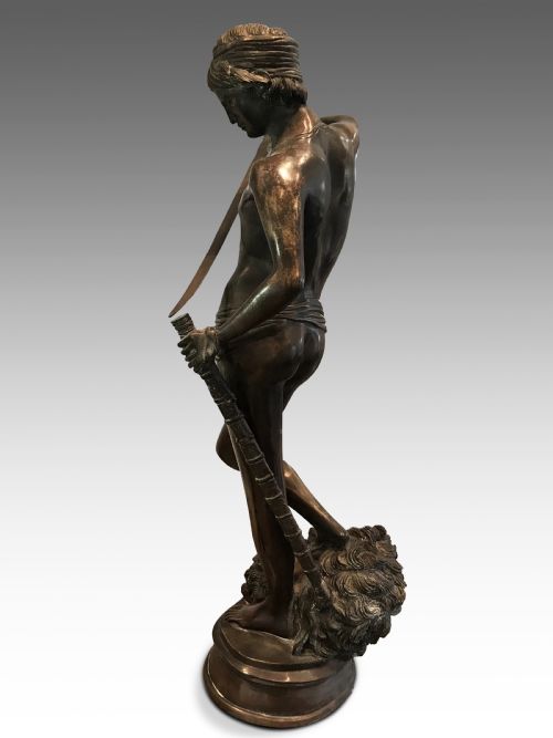 A LARGE BRONZE OF DAVID SLAYING GOLIATH C1850 - ADDITIONAL PHOTO 4