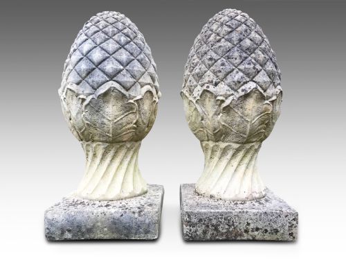 a pair of large pinapple finials - CATEGORY: ANTIQUE MISCELLANEOUS - DATED 1930
