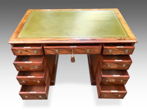 AN EXCEPTIONAL AND RARE FIGURED MAHOGANY DESK C1880 - ADDITIONAL PHOTO 2
