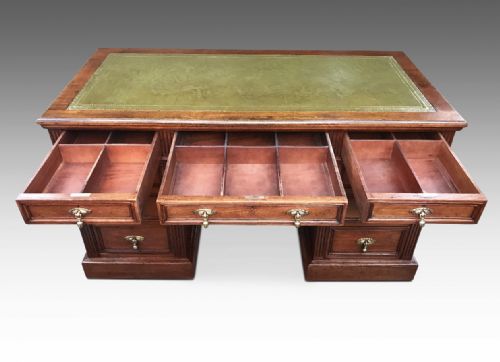 A QUALITY JAMES SHOOLBRED CO VICTORIAN WALNUT DESK - ADDITIONAL PHOTO 2