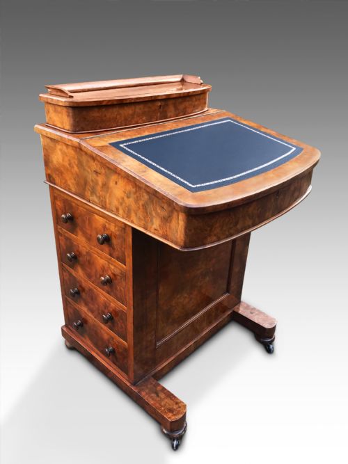 A GORGEOUS VICTORIAN BURR WALNUT DAVENPORT - ADDITIONAL PHOTO 2