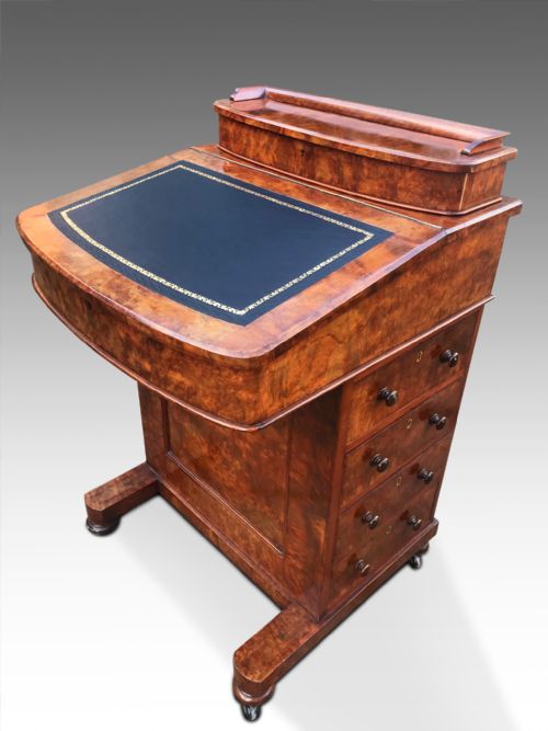 A GORGEOUS VICTORIAN BURR WALNUT DAVENPORT - ADDITIONAL PHOTO 3