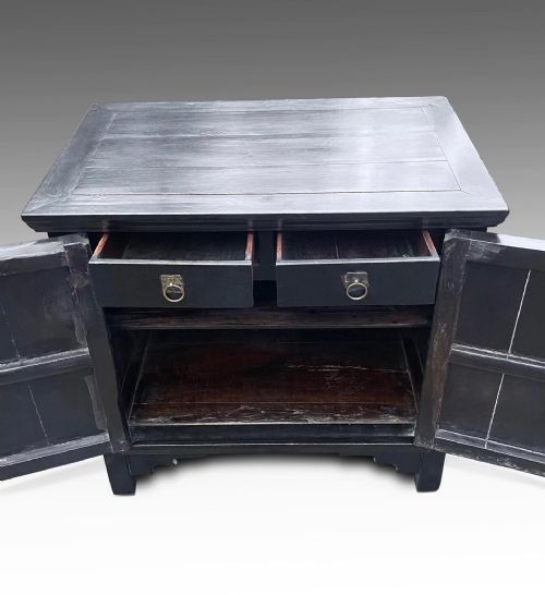 A STYLISH 19THC CHINESE EBONISED CUPBOARD - ADDITIONAL PHOTO 3