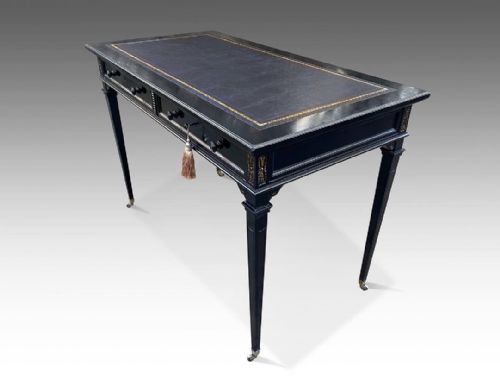 AN ELEGANT FRENCH EBONISED WRITING TABLE - ADDITIONAL PHOTO 3