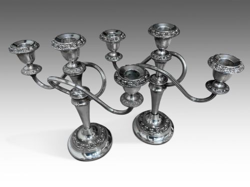 A PAIR OF VICTORIAN CANDELABRAS - ADDITIONAL PHOTO 1