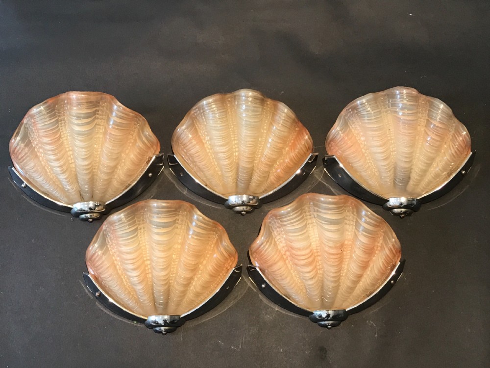 Five Art Deco Shell Wall lights