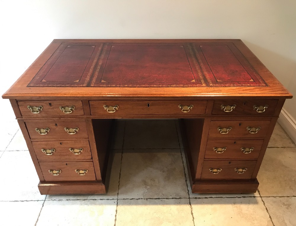 An Impressive Large Edwardian Pedestal Writing Desk