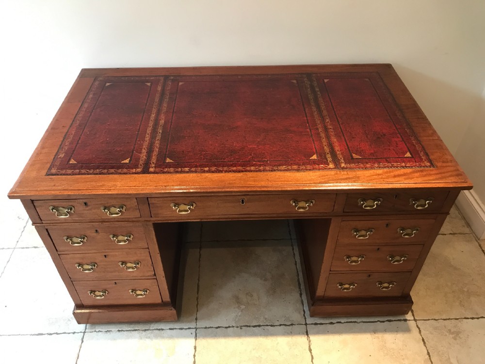 An Impressive Large Edwardian Pedestal Writing Desk View III