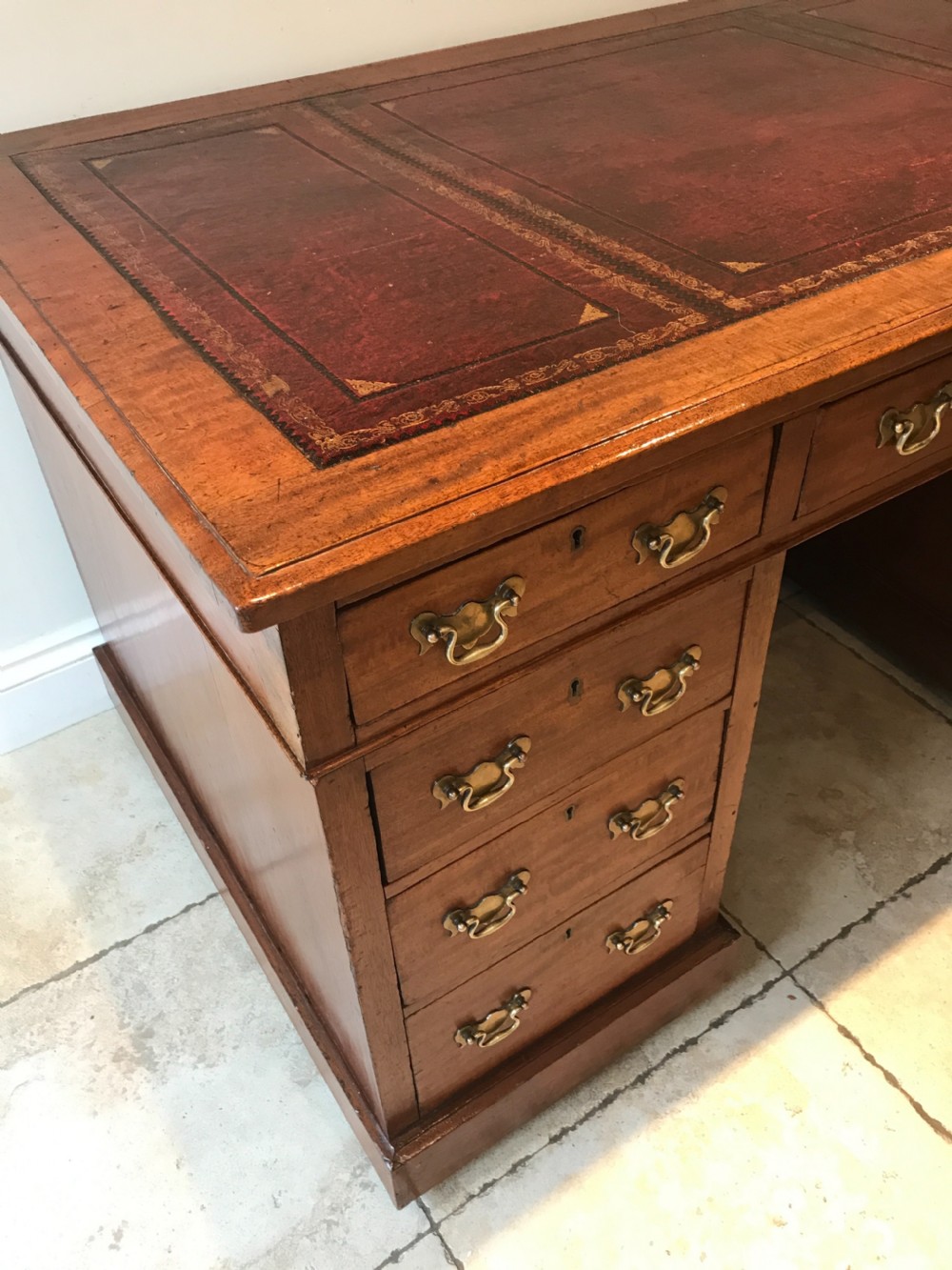 An Impressive Large Edwardian Pedestal Writing Desk View IV